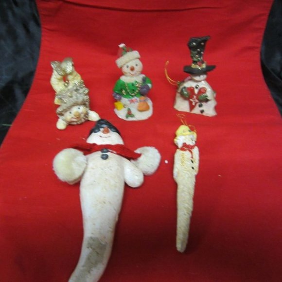VINTAGE 90'S SNOWMAN COLLECTION OF 5 SNOWMAN MOTIF ORNAMENTS/FIGURES - Picture 9 of 9